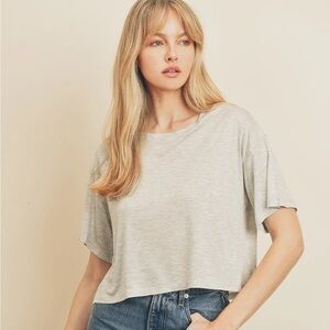 Simply Cropped Tee in Heather Grey